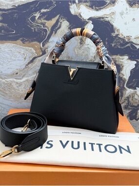 Louis Vuitton Limited Edition Capucines BB Black Taurillon Leather Tote Bag